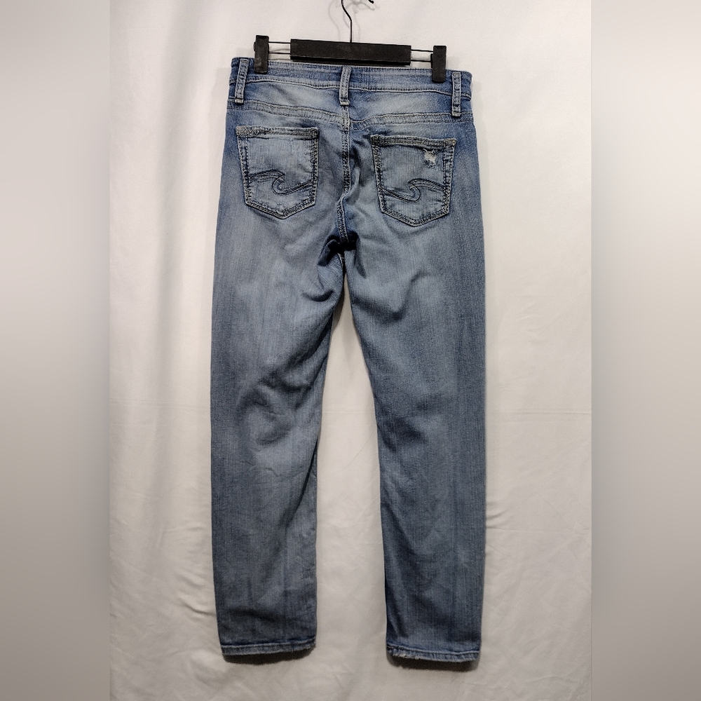 Silver Jeans Distressed Boyfriend Jeans Women's 26 Blue Boho Retro 90s Y2K Baggy - Picture 5 of 9
